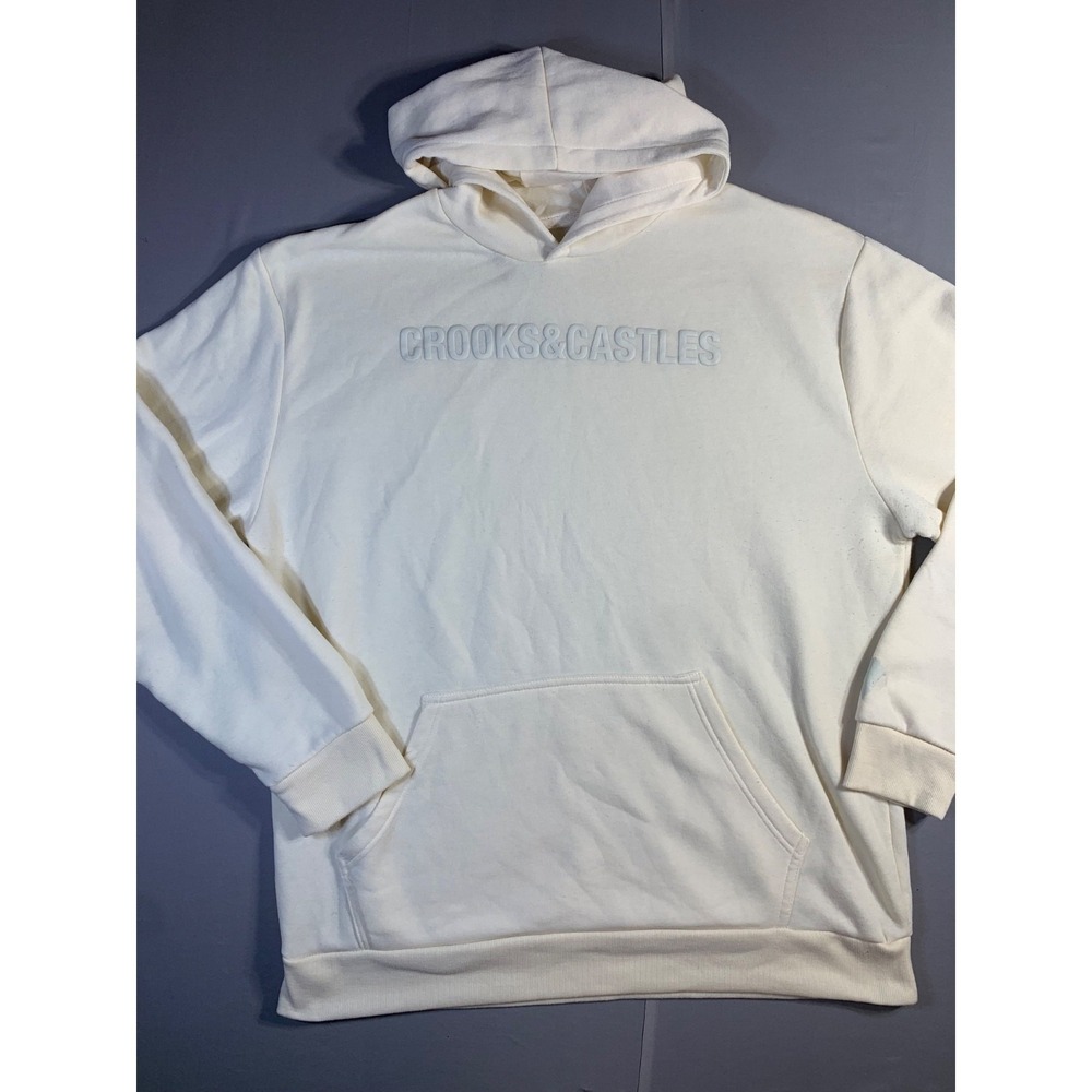 Crooks & Castles  Hoodie Hooded Jacket Pullover white cream Mens 4XL‎